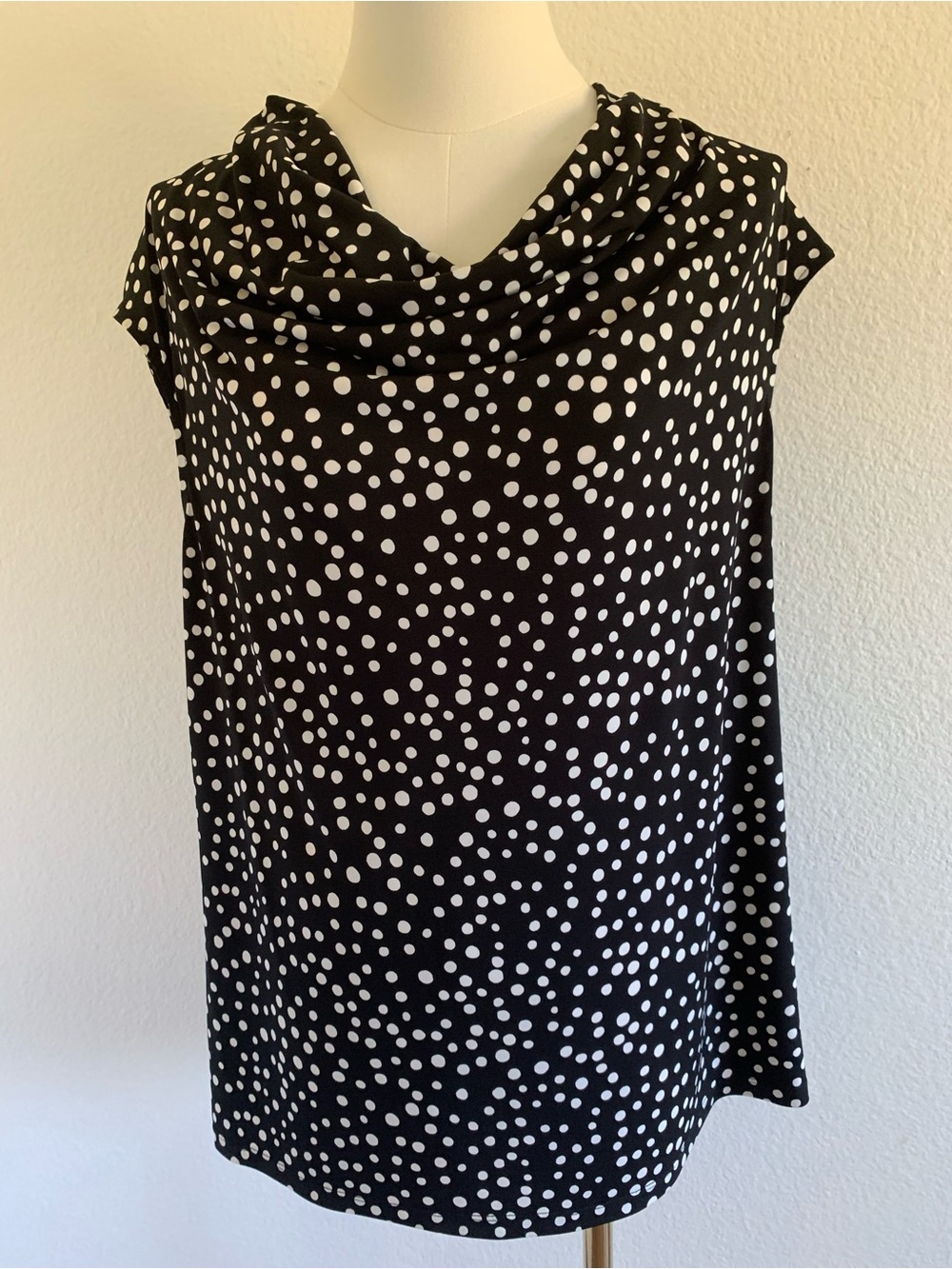Kasper Black & White Polka Dot Cowl Neck Tunic-no size tag, estimated size large